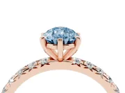 Fancy Blue Pear Cut Diamond Pavé Solitaire Ring Set in Rose gold with Round Band and Prong Setting