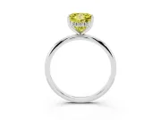 Fancy Yellow Princess Cut Diamond Solitaire Engagement Ring Set in Platinum with Prong Setting and Polished Band