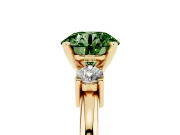 Round Three Stone Engagement Ring Setting for a Fancy Green Lab-Grown Diamond | Round Side Stones | Yellow Gold