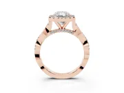 Radiant Cut Halo Engagement Ring Setting | Pavé Twist Band | Rose Gold
