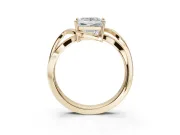 Princess Cut Bypass Solitaire Engagement Ring Setting | Pavé and Plain Strands | Yellow Gold