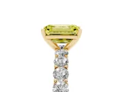 Emerald Cut Shared Prong Engagement Ring Setting for a Fancy Yellow Lab-Grown Diamond | Yellow Gold