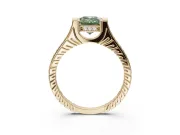 Emerald Cut Vintage Cathedral Engagement Ring Setting for a Fancy Green Lab-Grown Diamond | Carved Band | Yellow Gold