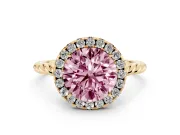 Round Rope Halo Engagement Ring Setting for a Fancy Pink Lab-Grown Diamond | Yellow Gold
