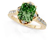 Radiant Cut Floral Petal Engagement Ring Setting for a Fancy Green Lab-Grown Diamond | Petal Accents | Yellow Gold