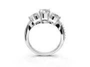 Marquise Three Stone Engagement Ring Setting | Tapered Pave Band | Platinum