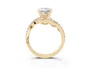 Princess Cut Bypass Pavé Engagement Ring Setting | Marquise Accents | Yellow Gold