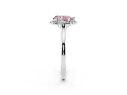 Pear-Shaped Halo Engagement Ring Setting for a Fancy Pink Lab-Grown Diamond | Plain Polished Band | Platinum
