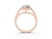 Heart Cut Diamond Halo Pavé Engagement Ring Set in Rose gold with Bezel Setting