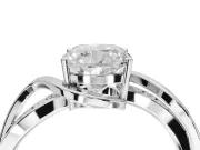 Cushion Cut Bypass Solitaire Engagement Ring Setting | Pavé and Plain Strands | Sterling Silver