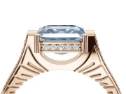 Asscher Cut Vintage Cathedral Engagement Ring Setting for a Fancy Blue Lab-Grown Diamond | Carved Band | Rose Gold