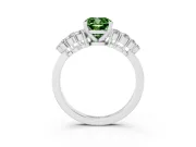 Fancy Green Cushion Cut Diamond Cluster Engagement Ring Set in Platinum with Pavé Band and Prong Setting
