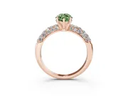Marquise Multi Row Pave Engagement Ring Setting for a Fancy Green Lab-Grown Diamond | Rose Gold