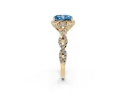 Radiant Cut Milgrain Halo Engagement Ring Setting for a Fancy Blue Lab-Grown Diamond | Graduated Shoulders | Yellow Gold