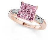 Princess Cut Baguette Engagement Ring Setting for a Fancy Pink Lab-Grown Diamond | Rose Gold