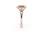 Emerald Cut Floral Engagement Ring Setting for a Fancy Pink Lab-Grown Diamond | Petal Frame and Side Stones | Rose Gold