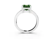 Fancy Green Asscher Cut Diamond Solitaire Ring Set in Silver with Prong Head and Smooth Polished Band