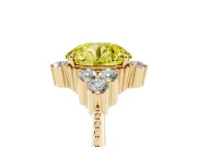 Round Cluster Engagement Ring Setting for a Fancy Yellow Lab-Grown Diamond | Yellow Gold