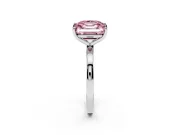 Fancy Pink Asscher Cut and Emerald Cut Toi Moi Ring Set in Silver with Prong Setting