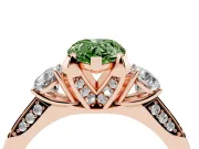 Pear-Shaped Hidden Halo Three Stone Engagement Ring Setting for a Fancy Green Lab-Grown Diamond | Rose Gold