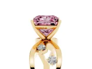 Princess Cut Loop Engagement Ring Setting for a Fancy Pink Lab-Grown Diamond | Yellow Gold