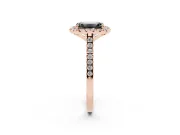 Emerald Cut Halo Engagement Ring Setting for a Black Center | Tapered Band | Rose Gold