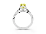 Cushion Cut Vine Engagement Ring Setting for a Fancy Yellow Lab-Grown Diamond | Platinum
