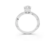 Marquise Cut Diamond Solitaire Ring Set in White gold with Twisted Band and Bead Prong Setting
