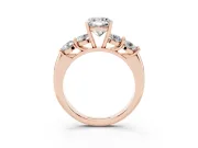 Cushion Cut Five Stone Engagement Ring Setting | Prong Set Side Stones | Rose Gold