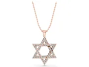 Round Lab-Grown Diamond Pavé Star of David Pendant Necklace | Woven Triangles | Rose Gold