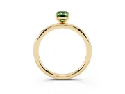 Fancy Green Emerald Cut Diamond Solitaire Ring Set in Yellow gold with Prong Setting on a Polished Plain Band
