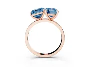 Fancy Blue Asscher Cut and Emerald Cut Toi Moi Ring Set in Rose gold with Prong Setting