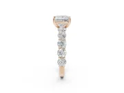 Princess Cut Side Stone Engagement Ring Setting | Scalloped Prong Accents | Rose Gold