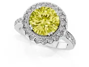 Round Vintage Milgrain Halo Engagement Ring Setting for a Fancy Yellow Lab-Grown Diamond | Pierced Gallery | Platinum