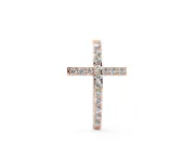 Round Lab-Grown Diamond Pavé Cross Pendant Necklace | Straight Beams | Rose Gold