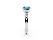 Fancy Blue Princess Cut Diamond Five-Stone Prong Set Engagement Ring Set in Platinum with Channel Band