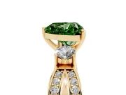 Heart-Shaped Three-Stone Twist Engagement Ring Setting for a Fancy Green Lab-Grown Diamond | Yellow Gold