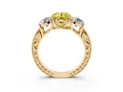 Round Vintage Three Stone Engagement Ring Setting for a Fancy Yellow Lab-Grown Diamond | Yellow Gold