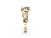 Oval Bypass Solitaire Engagement Ring Setting for a Fancy Blue Lab-Grown Diamond | Pavé and Plain Strands | Yellow Gold