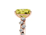 Fancy Yellow Radiant Cut Diamond Cluster Solitaire Ring Set in Rose gold with Prong Setting