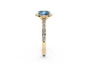 Princess Cut Floral Petal Engagement Ring Setting for a Fancy Blue Lab-Grown Diamond | Petal Accents | Yellow Gold