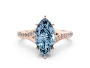 Marquise Pave Solitaire Engagement Ring Setting for a Fancy Blue Lab-Grown Diamond | Sweeping Shoulders | Rose Gold