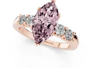Fancy Pink Marquise Cut Diamond Five-Stone Prong Set Engagement Ring Set in Rose gold with Channel Band