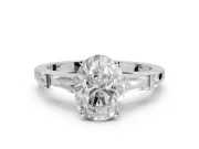 Oval Tapered Baguette Engagement Ring Setting | Bar Set Sides | Platinum