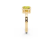 Fancy Yellow Radiant Cut Diamond Solitaire Ring Set in Yellow gold with Prong Head and Smooth Polished Band