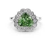 Heart-Shaped Scalloped Cluster Halo Engagement Ring Setting for a Fancy Green Lab-Grown Diamond | Plain Band | Platinum