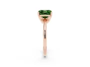 Fancy Green Asscher Cut Diamond Solitaire Ring Set in Rose gold with Prong Setting on a Plain Round Band