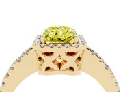 Radiant Cut Pave Halo Engagement Ring Setting for a Fancy Yellow Lab-Grown Diamond | Yellow Gold