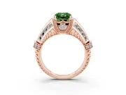 Fancy Green Radiant Cut Diamond Vintage-Inspired Milgrain Ring Set in Rose gold with Accent Split Shank