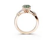 Round Tapered Baguette Engagement Ring Setting for a Fancy Green Lab-Grown Diamond | Rose Gold